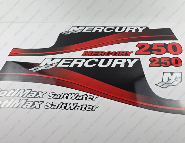 Mercury 250HP Optimax Saltwater Outboard Decal Kit RED